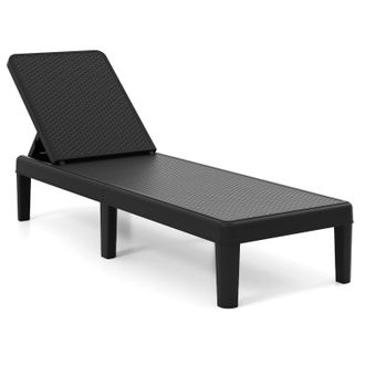 Costway Costway Lettino Prendisole Sdraio Da Giardino Sedia A Sdraio Esterno Schienale Reclinabile Regolabile Resina Pp Effetto Rattan Resistente Impermeabile