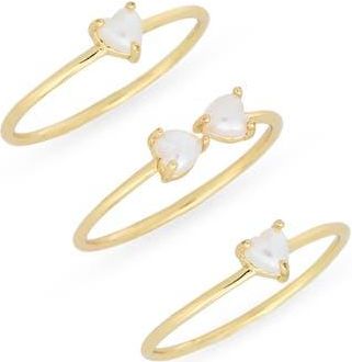 Nordstrom Rack Demi-Fine 3-Pack Faux Pearl Assorted Rings in White- Gold at Nordstrom Rack, Size 7