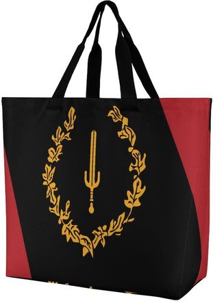 Generic Black American Heritage Flag Reusable Shopping Bags Large Capacity Grocery Bag Heavy Duty Tote for Women 40x40x16cm