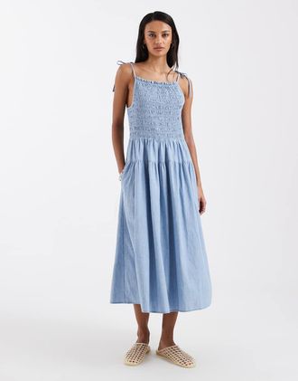 Levi's Prendisole midi arricciato blu