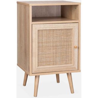 Sweeek Sweeek - Mesita de noche estilo escandinavo de caña, Boheme, Natural, 39x40x70 cm