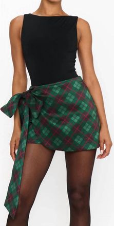 Show me your Mumu Womens Iva Bow Skirt In Mistletoe Plaid