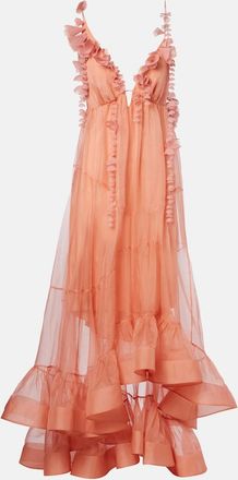 Zimmermann Como floral-applique silk maxi dress