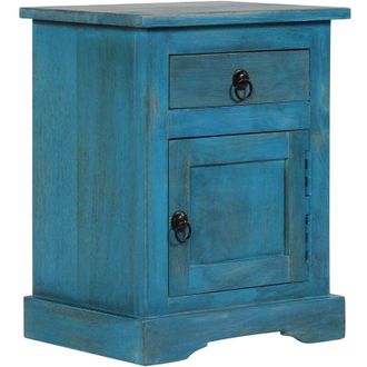 vidaXL Mesita De Noche De Madera Maciza De Mango Azul 40x30x50 Cm Vidaxl
