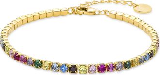 Luxenter armband in 925 sterling zilver met multicolor zirkonia, afgewerkt in 18K geelgoud - Tahu
