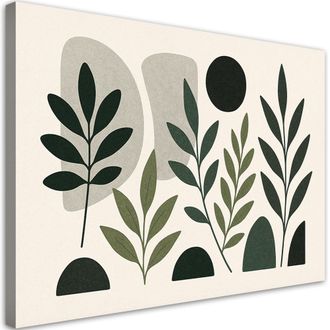 Artgeist Quadro Su Tela, Foglie Astrattismo Verde Natura - 90x60