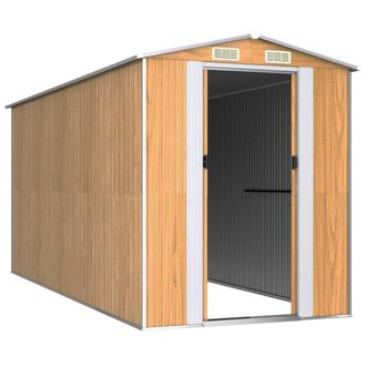 Berkfield Home Garden Shed Light Brown 192x440x223 cm Galvanised Steel | Size: 192 x 440 x 223 cm