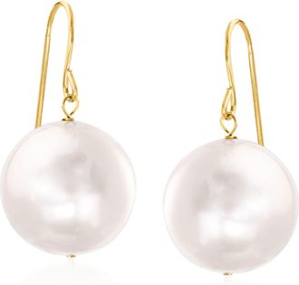 Ross-Simons 11mm Cultured Pearl Drop Earrings in 14kt Yellow Gold