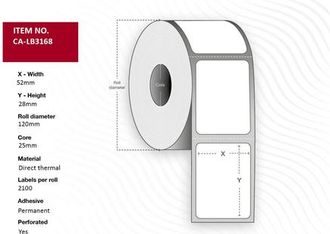 OEM Etiquetas T&eacute;rmicas Capture Lb3168 De 52 X 28 Mm, 2100 Unidades/rollo