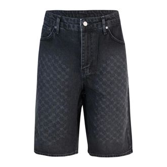 Daily Paper Clothing Denim Shorts, male, Black, Size: L Laser Monogram Denim Shorts