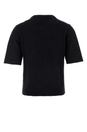 Ganni Womens Black Alpaca Blend Sweater Exterior: Nylon Wool Maglieria
