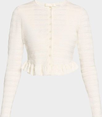 LoveShackFancy Rogan Ruffle-Hem Cardigan