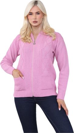 Janisramone Zip-up Cardigans for Women UK, Full Sleeves Solid Color Ladies Cardigan, Knitted Womens Zip up Cardigan, Ladies Cardigans with Pockets for Winters Dus
