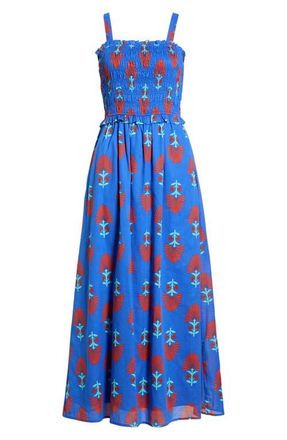 Sugarlips Riela Floral Cotton Sundress in Blue-Red at Nordstrom, Size X-Large