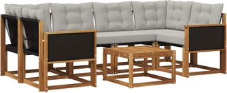 vidaXL Conjunto De Sof&aacute;s De Exterior 7 Uds. Natural Y Gris Claro Vidaxl