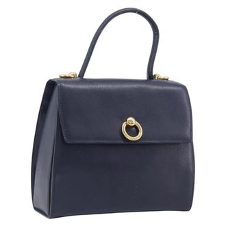 Celine Handbag Leather Navy Leather Handbag (Pre-Owned)