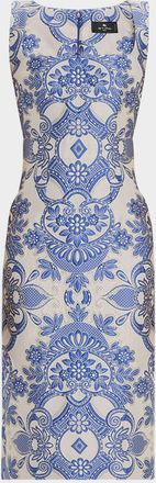 Etro Square-Neck Lace Effect Brocade Dress