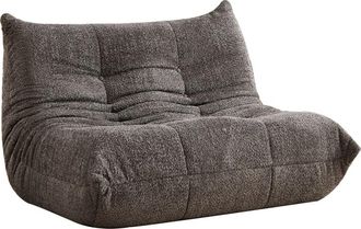 Urban Meuble Sof&aacute; de suelo de dos plazas en chenilla gris, estilo retro chic