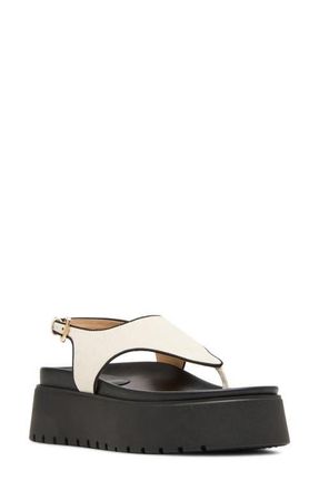 Steve Madden Tabor Slingback Platform Wedge Sandal in Natural Linen at Nordstrom, Size 9.5