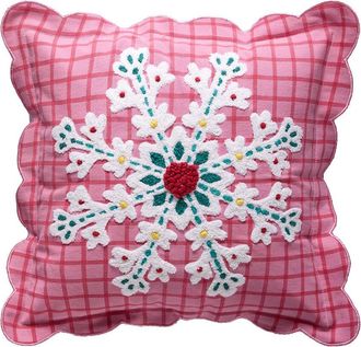 Peking Handicraft Plaid Snowflake Pillow