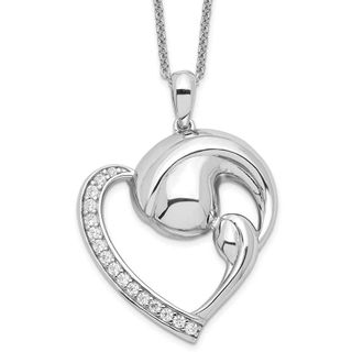 Diamond2Deal Sterling Silver Cubic Zirconia Motherhood Necklace