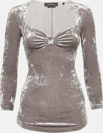 Isabel Marant Beige Velvet Sweetheart Neck Gubaia Top