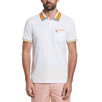Original Penguin Organic Stripe Cotton Polo Shirt In Bright White