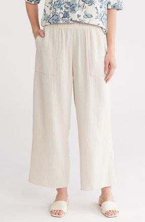 Caslon Cotton Gauze Pull-On Pants in Beige Rainy Day at Nordstrom Rack, Size X-Small