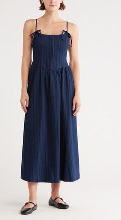 Blu Pepper Tie Strap Denim Fit & Flare Midi Dress at Nordstrom Rack, Size Medium