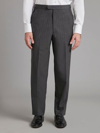 Oliver Brown Flat Front Luxury Morning Trousers - Mid Grey