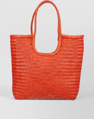 Dragon Diffusion rectangular woven tote bag dual handles