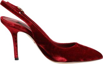 Dolce & Gabbana Red Suede High Heels Slingbacks Sandals Womens Shoes