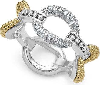 Lagos Caviar Luxe Diamond Link Ring in Gold at Nordstrom, Size 9