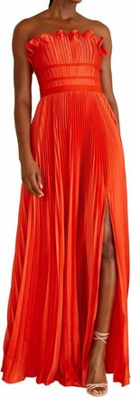 AMUR Losey Ruffle Neck Gown In Sun Coral