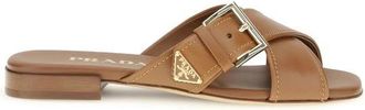 Prada Bos Taurus Flat Sandalen - Dames - Sandalen - Bruin - 36 EU - Leer - Schoenen