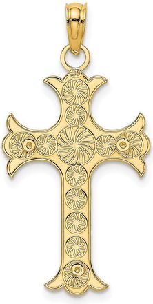 Diamond2Deal 14k Yellow Gold Double Sided Textured Cross Charm Pendant
