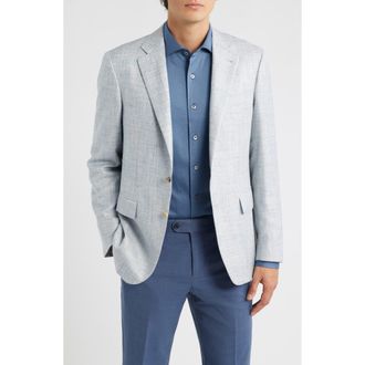Canali Kei Trim Fit Light Blue M&eacute;lange Wool & Silk Blend Sport Coat at Nordstrom, Size 40 Us