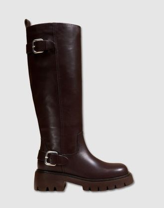 Mi-Mai Herpen Chunky Treaded Sole Long Boot in Chocolate at Nordstrom, Size 10