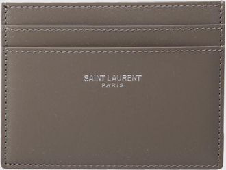 Saint Laurent Portacarte piatto in pelle di vitello con logo laminato
