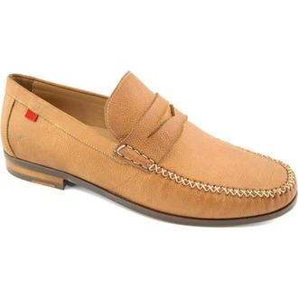 Marc Joseph New York Walker Street Leather Penny Loafer in Tan Pebble Nobuck at Nordstrom, Size 10.5