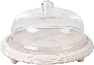 Beliani Beliani - Soporte Para Tartas De Madera Clara De Mango Con Tapa De Vidrio Expositor C&uacute;pula De Reposter&iacute;a Marr&oacute;n Claro Zagazig