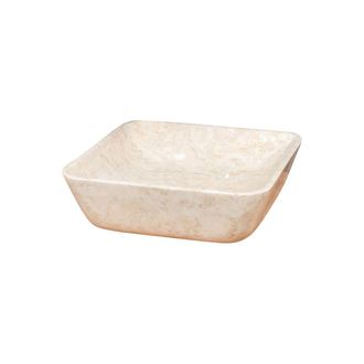 Wanda Collection Lavabo cuadrado de m&aacute;rmol cuarto de ba&ntilde;o carmen 40 cm crema