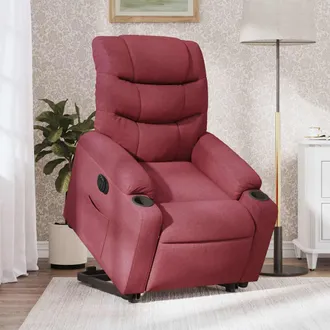 vidaXL Vidaxl - Sill&oacute;n El&eacute;ctrico Reclinable Elevable De Tela Rojo Tinto