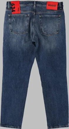 HUGO BOSS Distressed Cotton Jeans - Blue