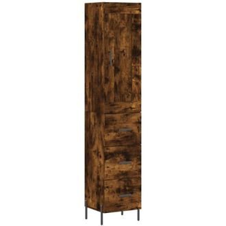 vidaXL Aparador De Madera Contrachapada Roble Ahumado 34,5x34x180 Cm Vidaxl