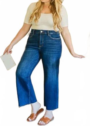 Flying Monkey Tummy Control Mid Rise Wide Leg Jeans In Blue