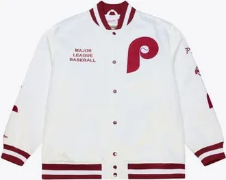 Mitchell & Ness Mens Mitchell & Ness White Philadelphia Phillies Cooperstown Collection Arctic Lightweight Satin Full-Snap Jacket at Nordstrom, Size X-Large