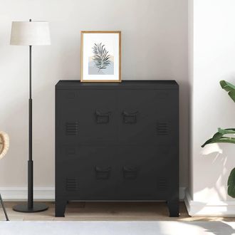 Berkfield Home Industrial Storage Chest Black 75x40x80 cm Steel | Size: 75 x 40 x 80 cm