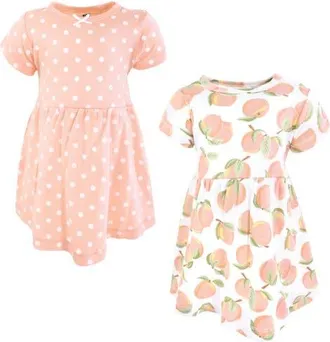Hudson Baby Twin Pack Baby Dress Pack in Sweet Peach at Nordstrom, Size 18-24M
