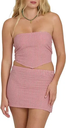 Billabong So Stripe Cotton Micro Strapless Top in Pink Sunset at Nordstrom, Size X-Large